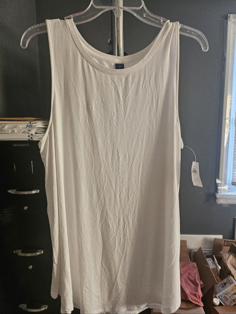 Old Navy Cream Ribbed Sleeveless Tank Top